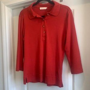 Tory Burch 3/4 Sleeve  Burnt Orange/Red Polo